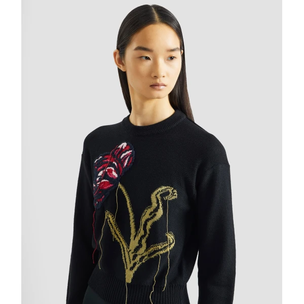 Erdem Floral Crew Neck Jumper - Knitwear - British Romantic Luxury at Luxury Shoes 