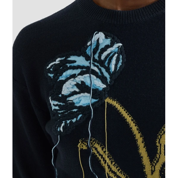 Erdem Floral Crew Neck Jumper - Knitwear - British Romantic Luxury at Luxury Shoes 