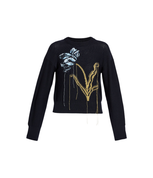 Erdem Floral Crew Neck Jumper - Knitwear - British Romantic Luxury at Luxury Shoes 