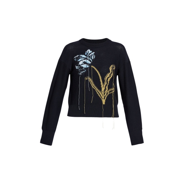 Erdem Floral Crew Neck Jumper - Knitwear - British Romantic Luxury at Luxury Shoes 