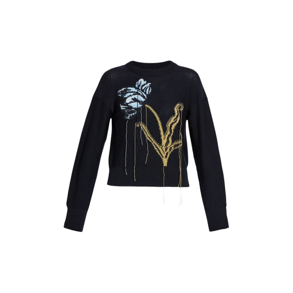 Erdem Floral Crew Neck Jumper - Knitwear - British Romantic Luxury at Luxury Shoes 