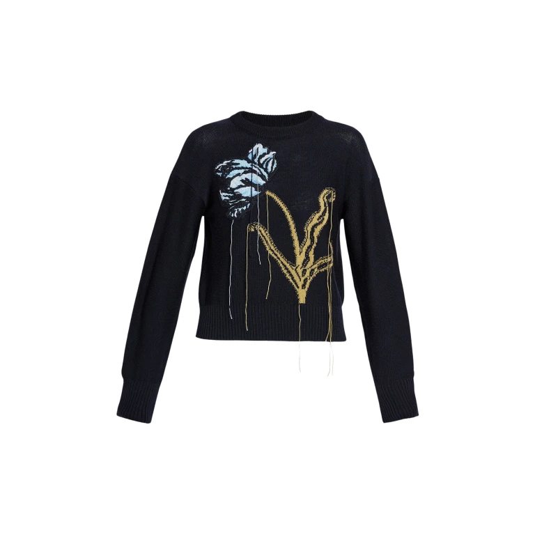 Erdem Floral Crew Neck Jumper - Knitwear - British Romantic Luxury at Luxury Shoes 