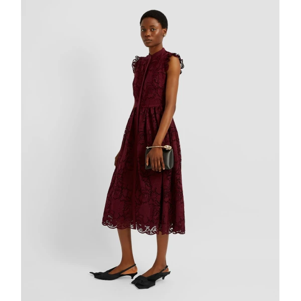 Erdem Floral Cutwork Flared Midi Dress - Dresses - British Romantic Luxury at Luxury Shoes 