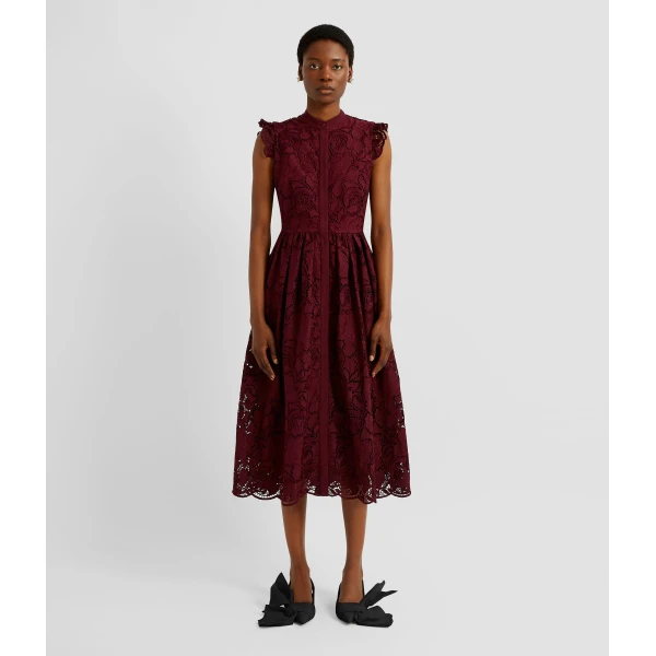 Erdem Floral Cutwork Flared Midi Dress - Dresses - British Romantic Luxury at Luxury Shoes 