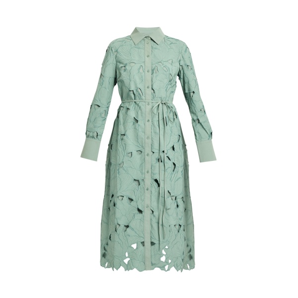 Erdem Floral Cutwork Long Sleeve Midi Dress - Dresses - British Romantic Luxury at Luxury Shoes 
