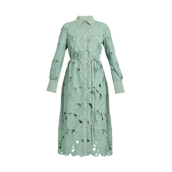 Erdem Floral Cutwork Long Sleeve Midi Dress - Dresses - British Romantic Luxury at Luxury Shoes 