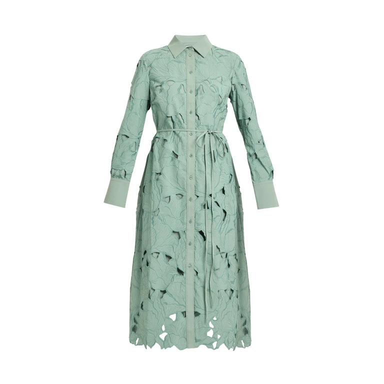 Erdem Floral Cutwork Long Sleeve Midi Dress - Dresses - British Romantic Luxury at Luxury Shoes 