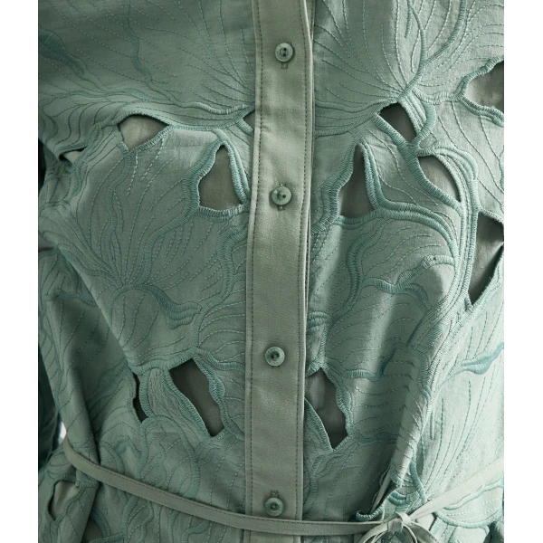 Erdem Floral Cutwork Long Sleeve Midi Dress - Dresses - British Romantic Luxury at Luxury Shoes 