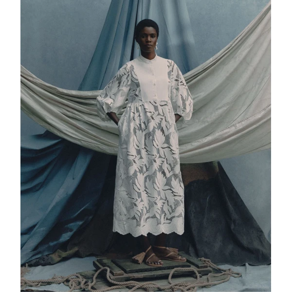 Erdem Floral Cutwork Midi Dress - Dresses - British Romantic Luxury at Luxury Shoes 