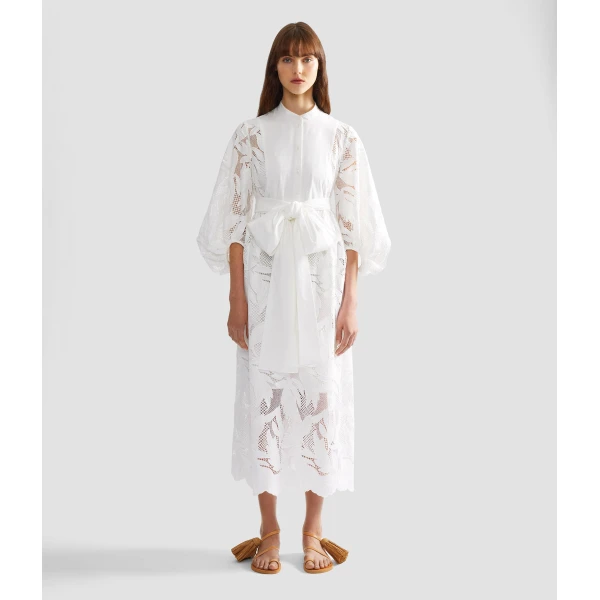 Erdem Floral Cutwork Midi Dress - Dresses - British Romantic Luxury at Luxury Shoes 
