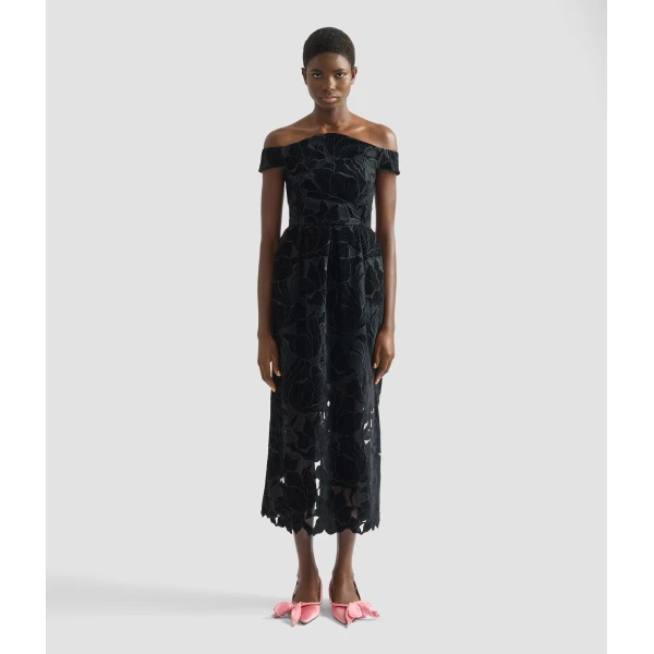 Erdem Floral Cutwork Off The Shoulder Midi Dress - Dresses - British Romantic Luxury at Luxury Shoes 