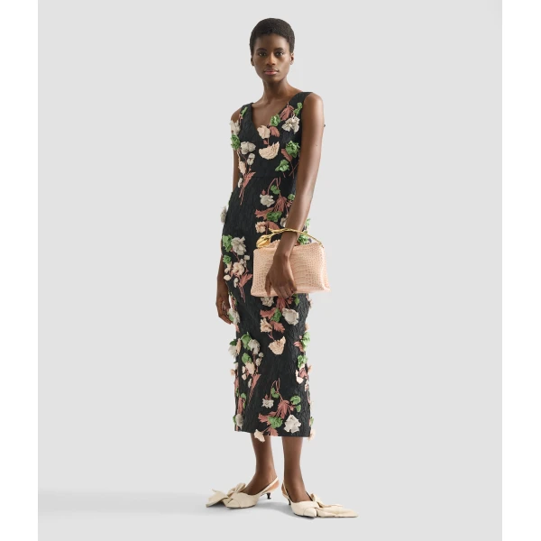Erdem Floral Embroidered Cloque Sleeveless Midi Dress - Dresses - British Romantic Luxury at Luxury Shoes 