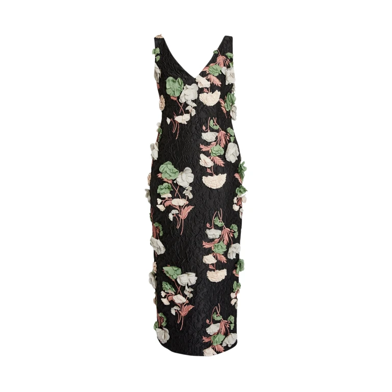 Erdem Floral Embroidered Cloque Sleeveless Midi Dress - Dresses - British Romantic Luxury at Luxury Shoes 
