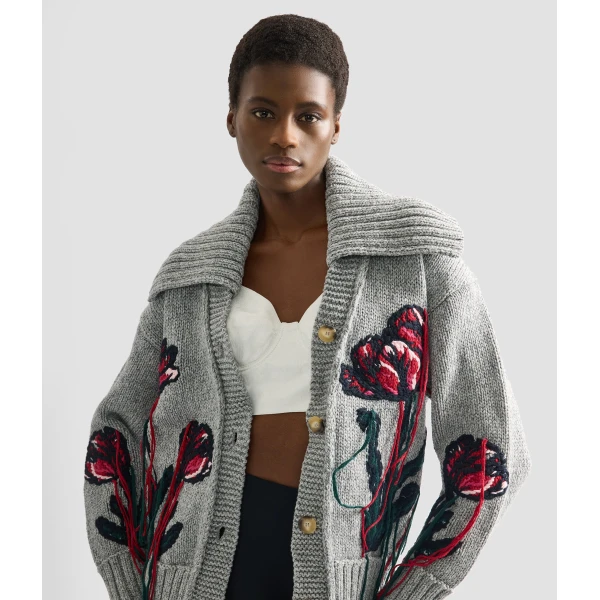 Erdem Floral Embroidered Knit Cardigan - Knitwear - British Romantic Luxury at Luxury Shoes 