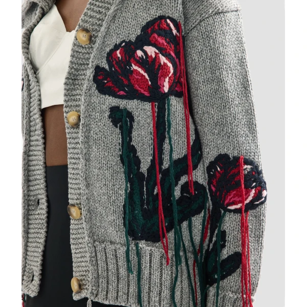 Erdem Floral Embroidered Knit Cardigan - Knitwear - British Romantic Luxury at Luxury Shoes 