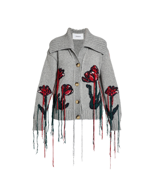 Erdem Floral Embroidered Knit Cardigan - Knitwear - British Romantic Luxury at Luxury Shoes 