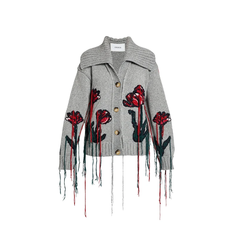 Erdem Floral Embroidered Knit Cardigan - Knitwear - British Romantic Luxury at Luxury Shoes 