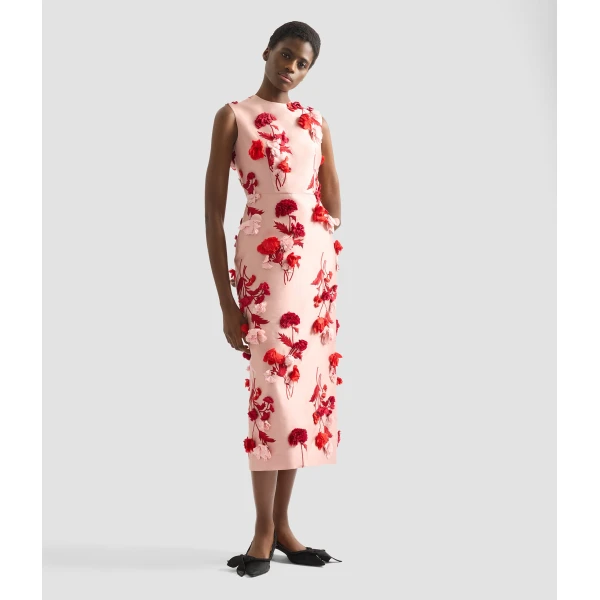 Erdem Floral Embroidered Mikado Sleeveless Midi Dress - Dresses - British Romantic Luxury at Luxury Shoes 