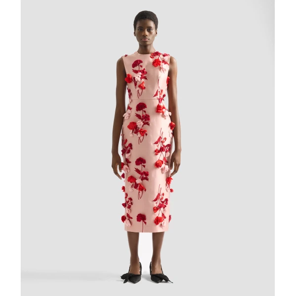 Erdem Floral Embroidered Mikado Sleeveless Midi Dress - Dresses - British Romantic Luxury at Luxury Shoes 