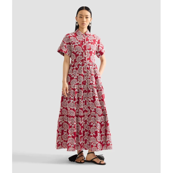 Erdem Floral Embroidered Tiered Midi Dress - Dresses - British Romantic Luxury at Luxury Shoes 