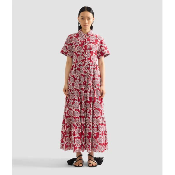 Erdem Floral Embroidered Tiered Midi Dress - Dresses - British Romantic Luxury at Luxury Shoes 