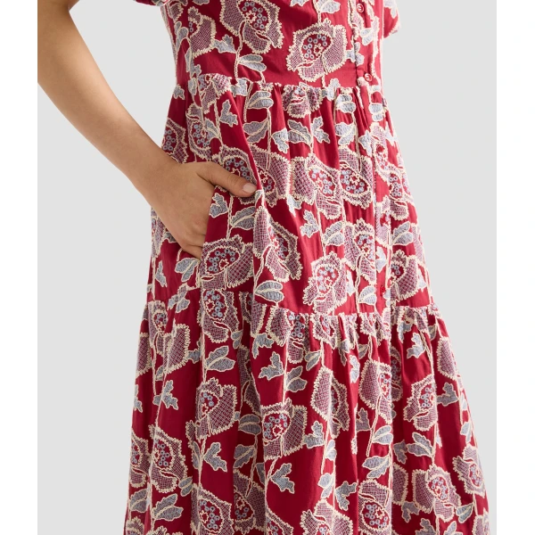 Erdem Floral Embroidered Tiered Midi Dress - Dresses - British Romantic Luxury at Luxury Shoes 