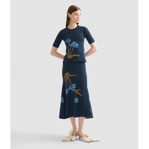 Erdem Floral Jacquard A Line Knit Skirt - Skirts - British Romantic Luxury at Luxury Shoes 