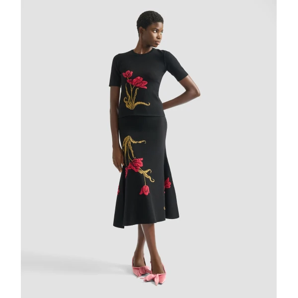 Erdem Floral Jacquard A Line Knit Skirt - Skirts - British Romantic Luxury at Luxury Shoes 