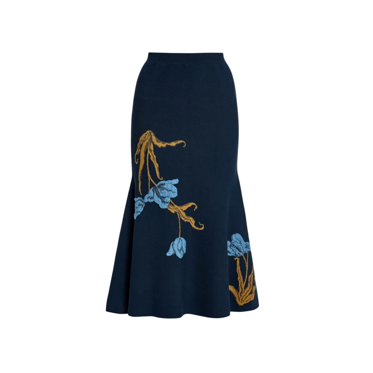 Erdem Floral Jacquard A Line Knit Skirt - Skirts - British Romantic Luxury at Luxury Shoes 