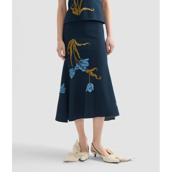 Erdem Floral Jacquard A Line Knit Skirt - Skirts - British Romantic Luxury at Luxury Shoes 