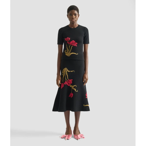 Erdem Floral Jacquard A Line Knit Skirt - Skirts - British Romantic Luxury at Luxury Shoes 