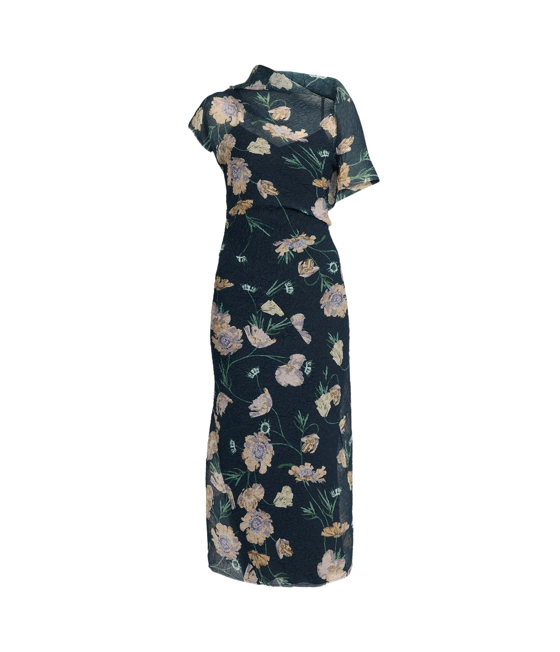 Erdem-Floral-Organza-Cloque-Asymmetric-Midi-Dress-coveti46326_nobg Erdem Floral Organza Cloque Asymmetric Midi Dress - Dresses - British Romantic Luxury at Luxury Shoes
