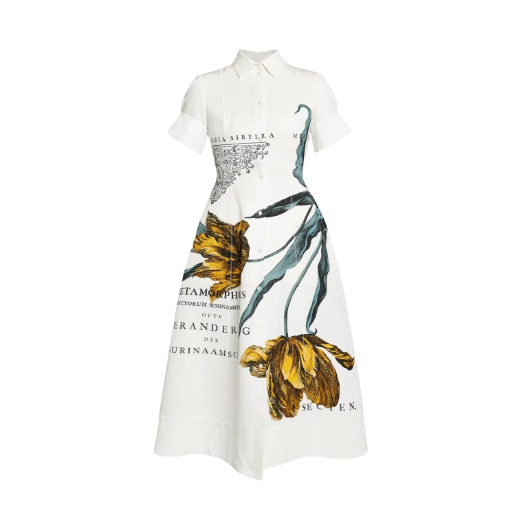 Erdem Floral Print Cotton Faille Midi Dress - Dresses - British Romantic Luxury at Luxury Shoes 