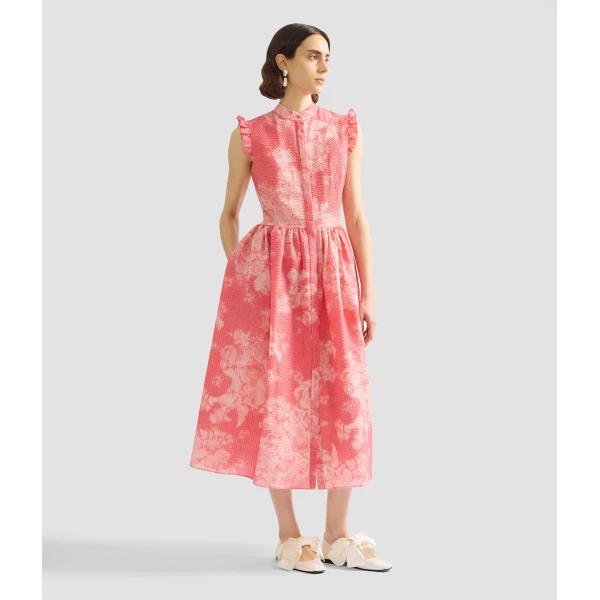 Erdem Floral Print Cotton Fit And Flared Midi Dress - Dresses - British Romantic Luxury at Luxury Shoes 