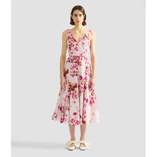 Erdem Floral Print Cotton Fit And Flared Midi Dress - Dresses - British Romantic Luxury at Luxury Shoes 