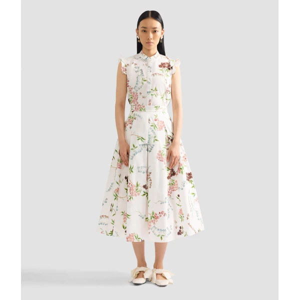 Erdem Floral Print Cotton Midi Full Skirt - Skirts - British Romantic Luxury at Luxury Shoes 