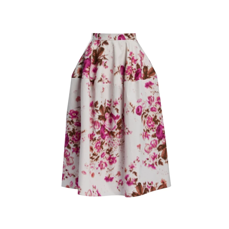 Erdem Floral Print Cotton Midi Full Skirt - Skirts - British Romantic Luxury at Luxury Shoes 
