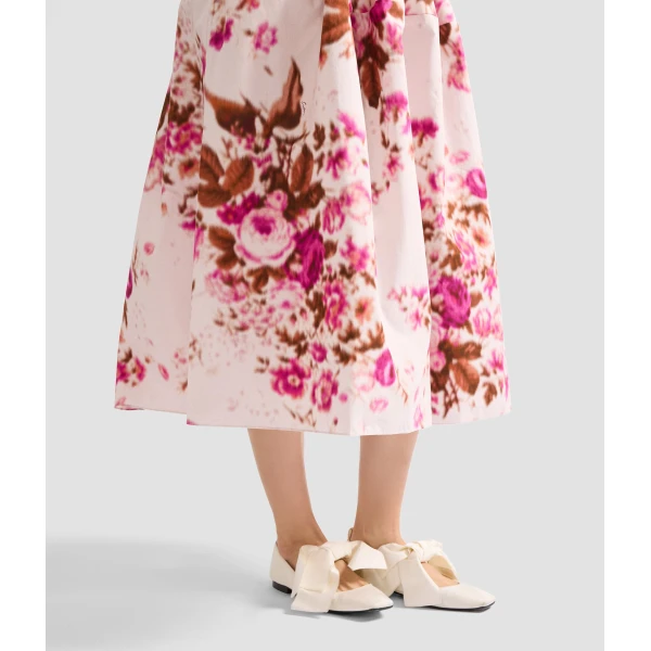 Erdem Floral Print Cotton Midi Full Skirt - Skirts - British Romantic Luxury at Luxury Shoes 