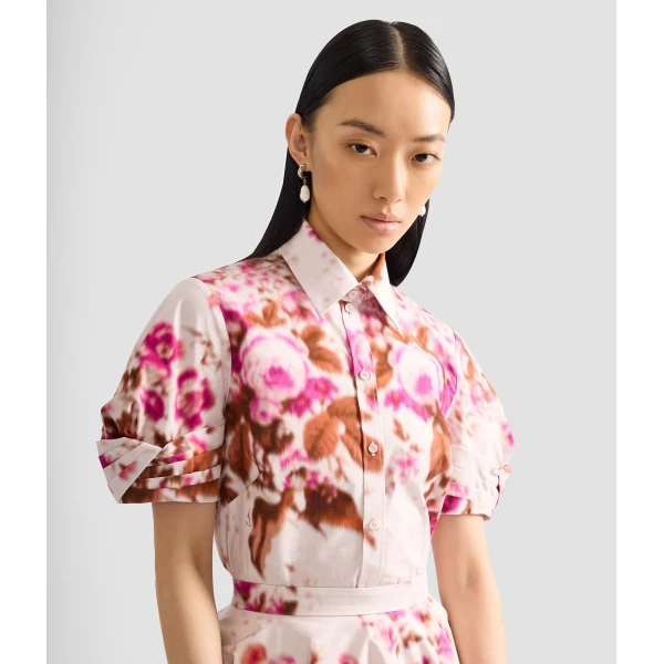 Erdem Floral Print Cotton Short Sleeve Shirt - Tops - British Romantic Luxury at Luxury Shoes 