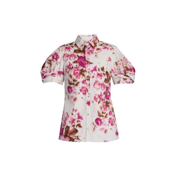 Erdem Floral Print Cotton Short Sleeve Shirt - Tops - British Romantic Luxury at Luxury Shoes 