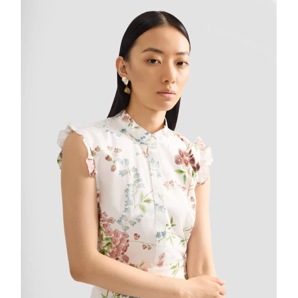 Erdem Floral Print Cotton Sleeveless Shirt - Tops - British Romantic Luxury at Luxury Shoes 