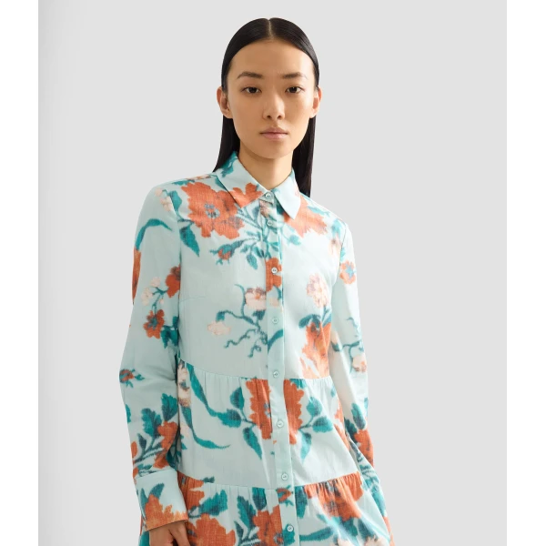 Erdem Floral Print Cotton Tiered Midi Shirt Dress - Dresses - British Romantic Luxury at Luxury Shoes 