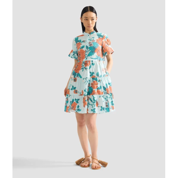 Erdem Floral Print Cotton Tiered Mini Dress - Dresses - British Romantic Luxury at Luxury Shoes 