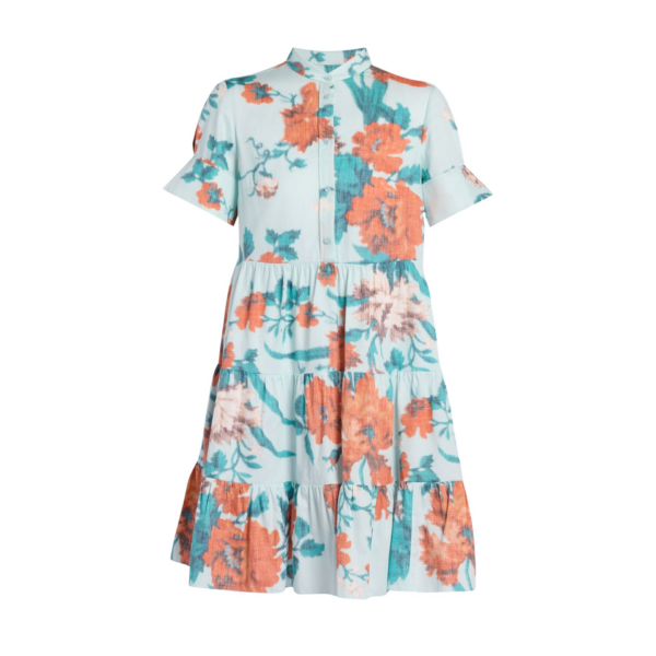 Erdem Floral Print Cotton Tiered Mini Dress