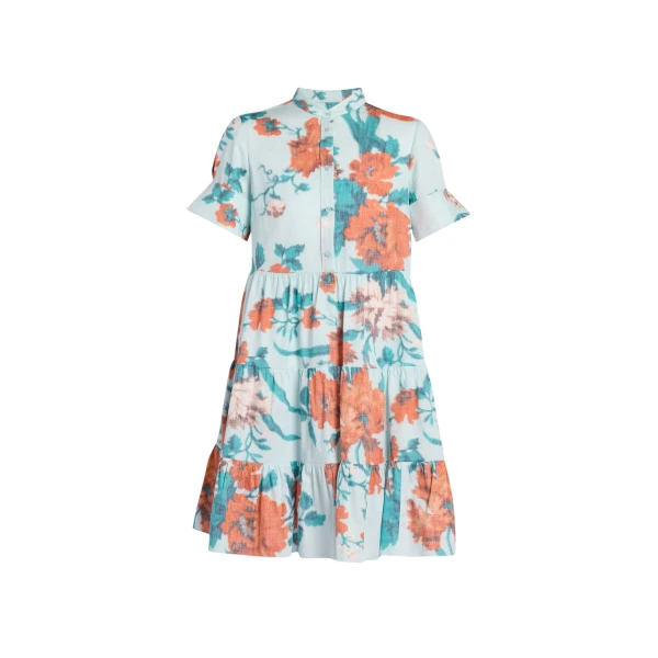 Erdem Floral Print Cotton Tiered Mini Dress - Dresses - British Romantic Luxury at Luxury Shoes 