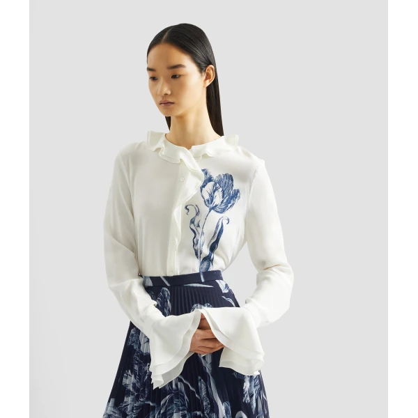 Erdem Floral Print Crepe De Chine Long Sleeve Shirt - Tops - British Romantic Luxury at Luxury Shoes 