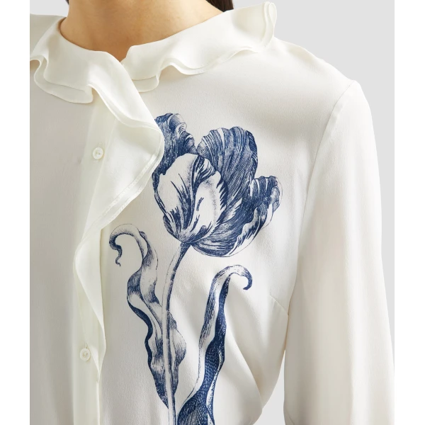 Erdem Floral Print Crepe De Chine Long Sleeve Shirt - Tops - British Romantic Luxury at Luxury Shoes 