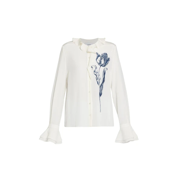 Erdem Floral Print Crepe De Chine Long Sleeve Shirt - Tops - British Romantic Luxury at Luxury Shoes 