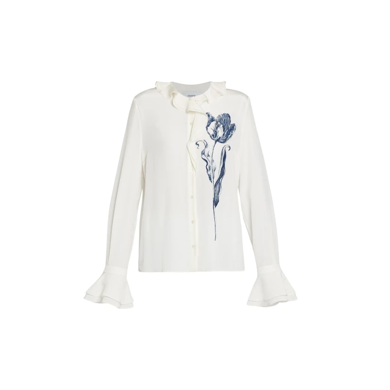Erdem Floral Print Crepe De Chine Long Sleeve Shirt - Tops - British Romantic Luxury at Luxury Shoes 