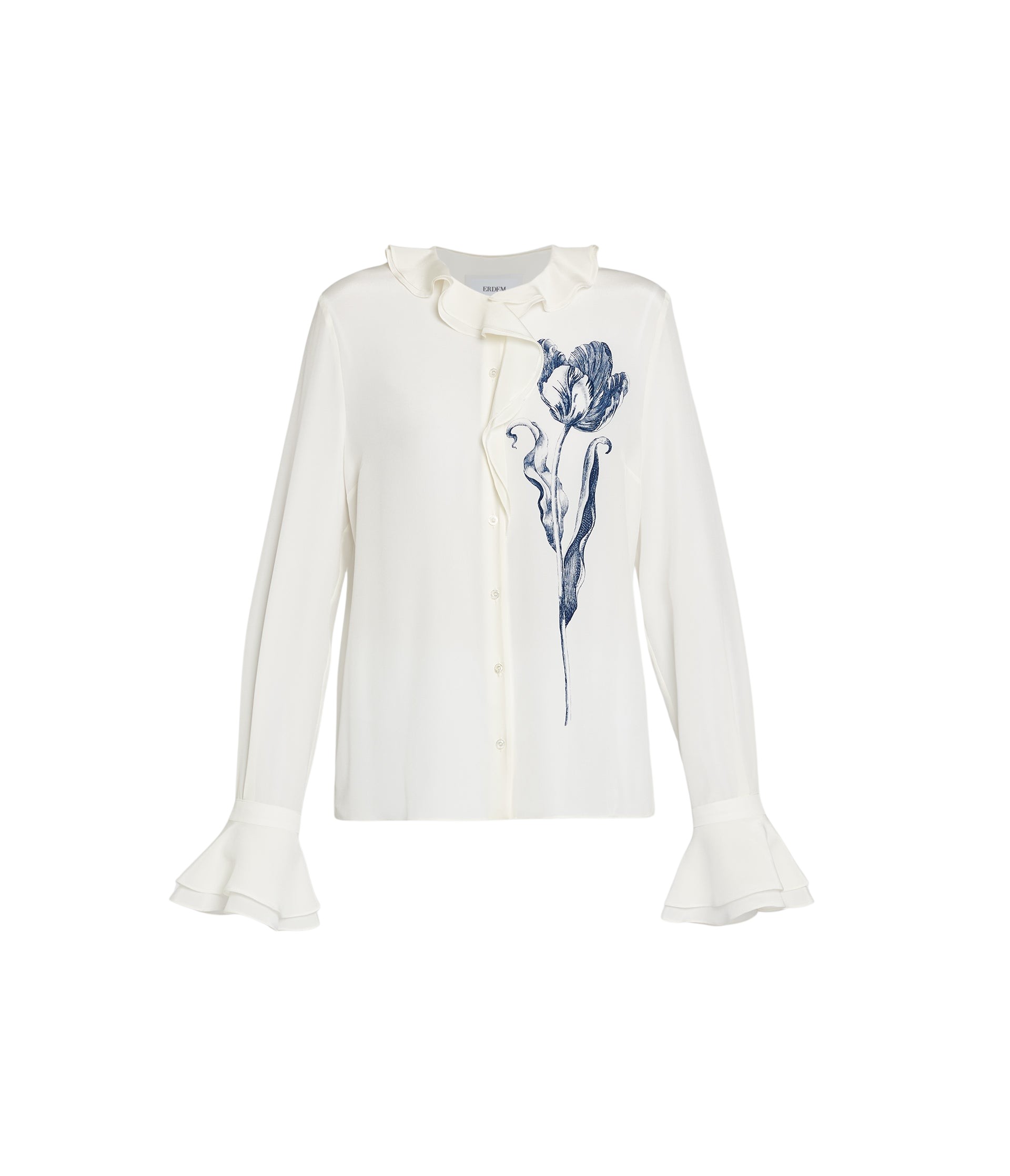 Erdem Floral Print Crepe De Chine Long Sleeve Shirt - Tops - British Romantic Luxury at Luxury Shoes 